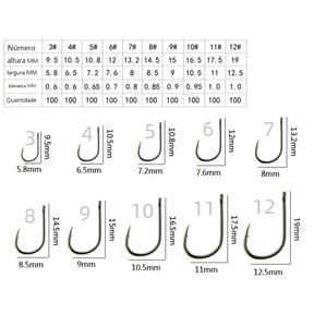 Kit Pesca 600 Anzóis Chinu nos Tamanhos 3 ao 12 com Estojo de Armazenamento