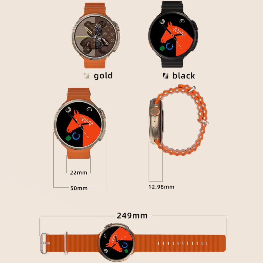 Smartwatch GT 10 48mm Bluetooth Chamadas e Controle de Música Tela 1.52” Acompanha 8 Pulseiras JZ