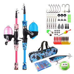 Conjunto De Pesca Completo Telescópica Fibra de Vidro E 1 Molinete Com Linha Maleta + Acessórios