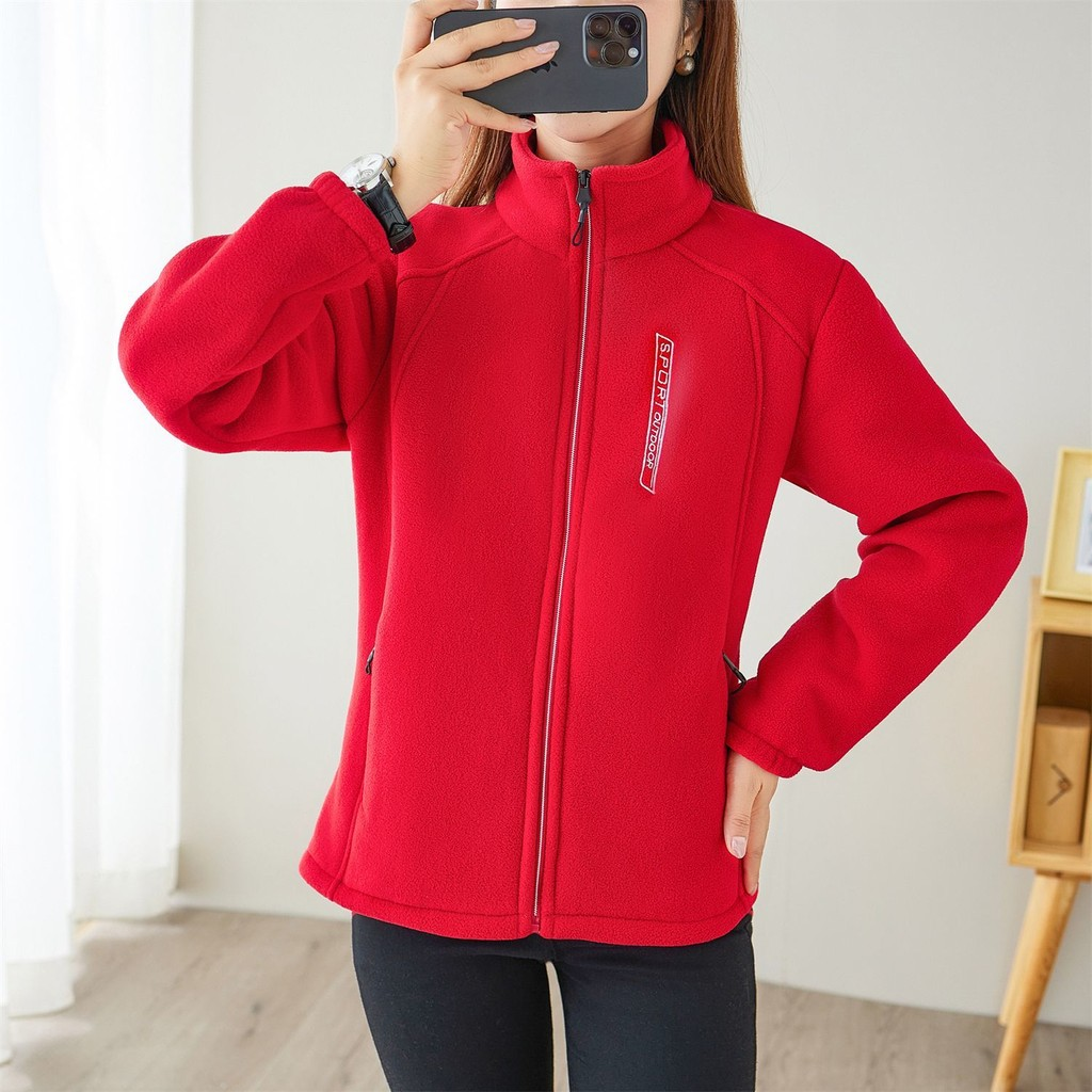 Jaqueta de Fleece Outono Inverno, Fleece de Floco de Neve, Cardigã Feminino de Fleece Fino com Gola Alta, Moletom Esport