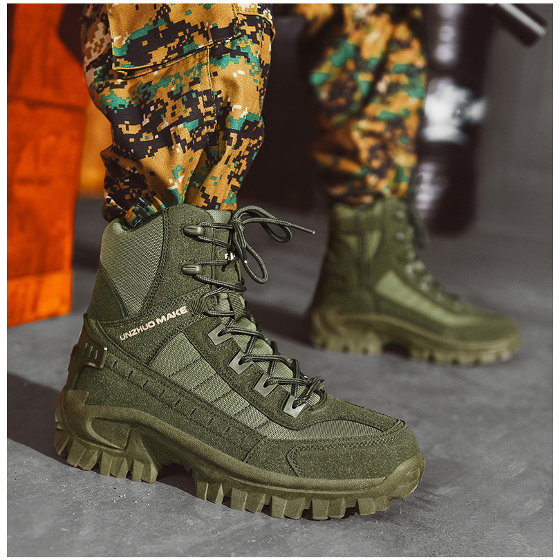 Plus Size Botas de Combate Alta Botas de Deserto Botas de Caminhada Masculina