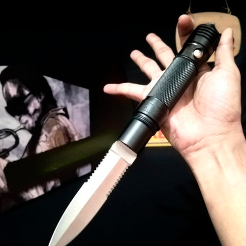 Lanterna Tatica 3 Em 1 Faca Caça camping Com Quebra vidro