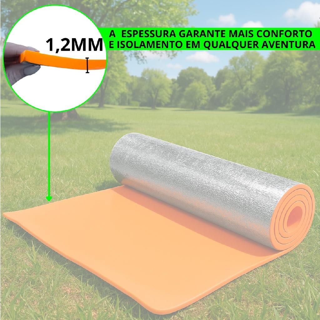 Isolante Termico Camping Eva Aluminizado Dormir Pesca Trilha Acampamento