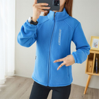 Jaqueta de Fleece Outono Inverno, Fleece de Floco de Neve, Cardigã Feminino de Fleece Fino com Gola Alta, Moletom Esport