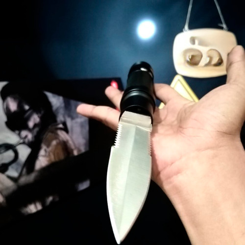 Lanterna Tatica 3 Em 1 Faca Caça camping Com Quebra vidro