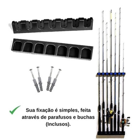 Suporte Vara Para Pesca Expositor De Parede 7 Varas