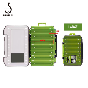 Uma caixa de pesca de duas faces para o armazenamento portátil de anzóis, iscas e outros acessórios de pesca.