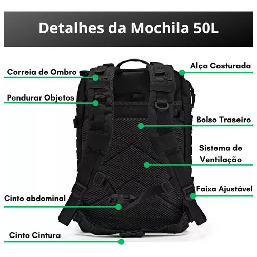 Mochila Camping Tatica Militar À Prova D'água De Grande Capacidade Com Bandeira