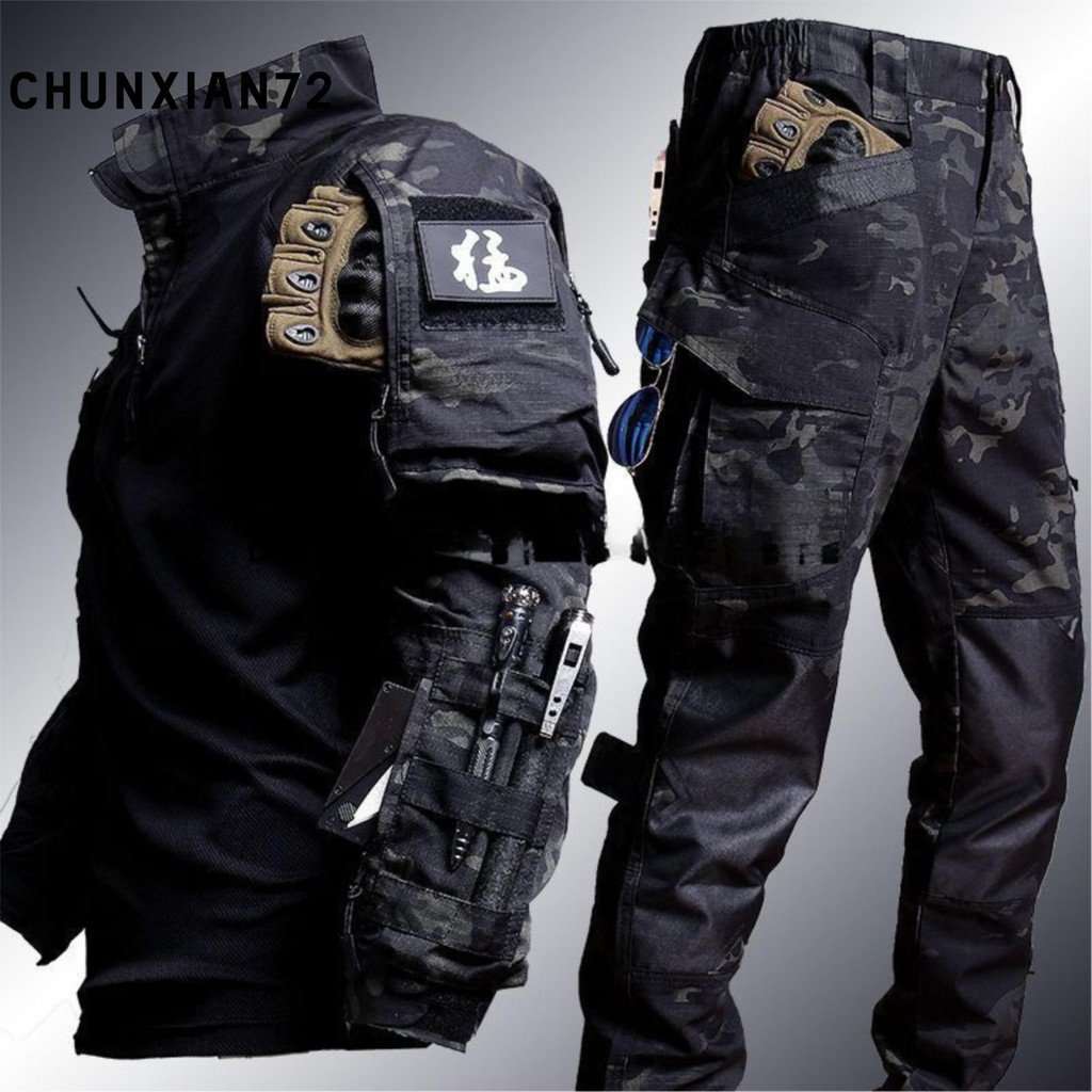 2024 Calças Táticas Masculinas À Prova Dwaterproof Água De Combate Ao Ar Livre Multi-Bolso Resistente Desgaste Calça De