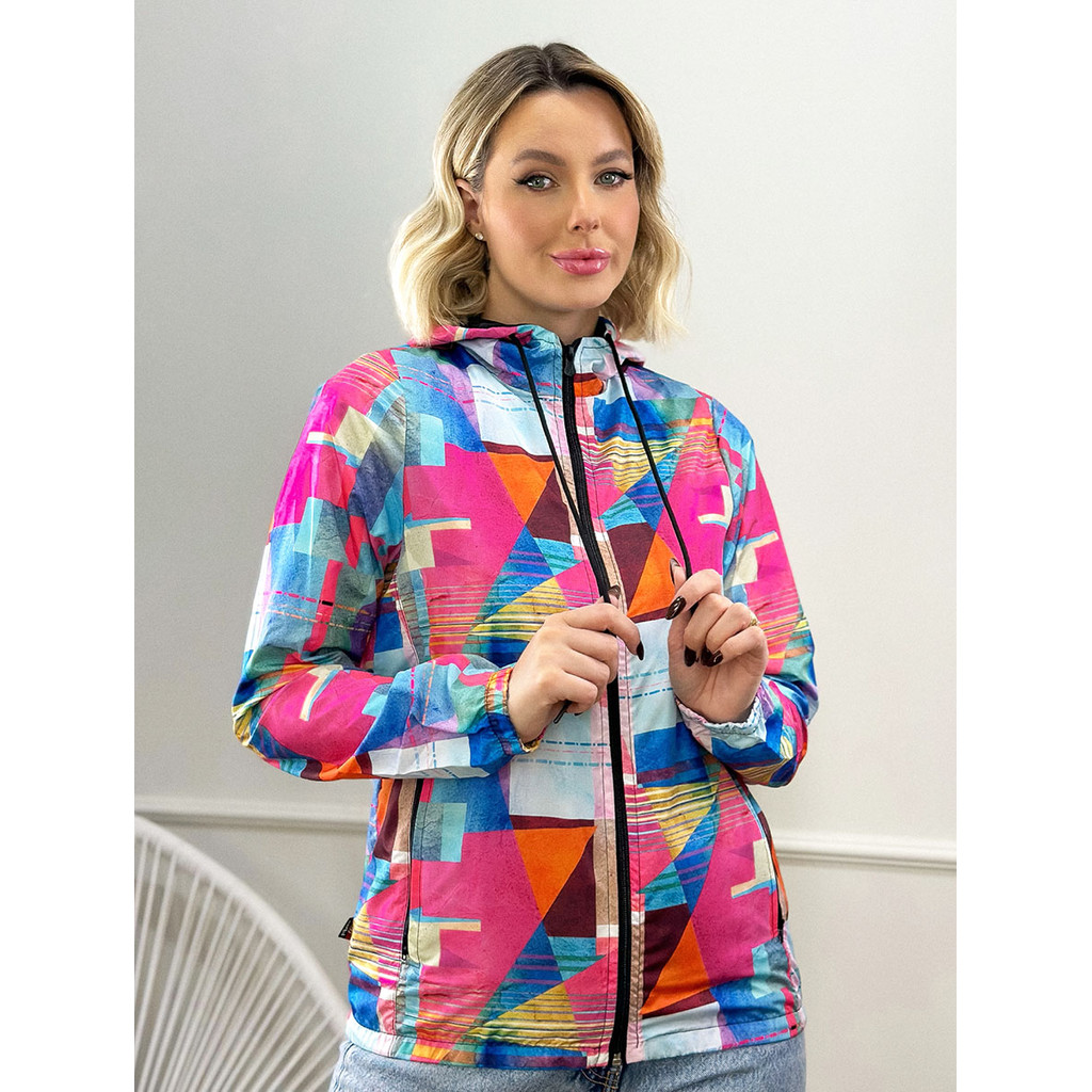 Jaqueta Corta Vento Feminina Estampada Casual Esporte Lazer