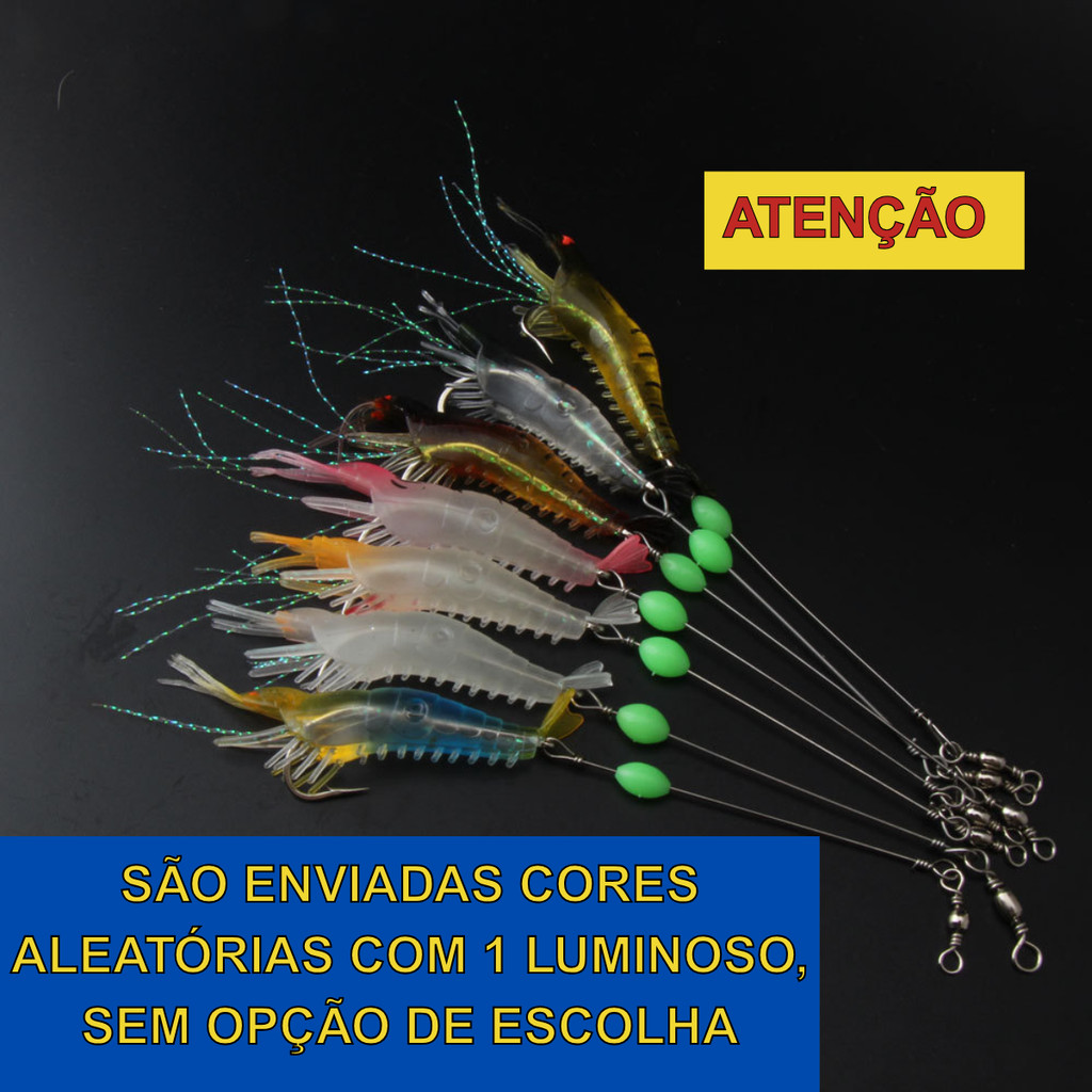 Isca artificial camarão com anzol Tucunaré Robalo Corvina