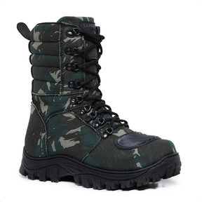 Bota camuflada caça e pesca lançamento militar