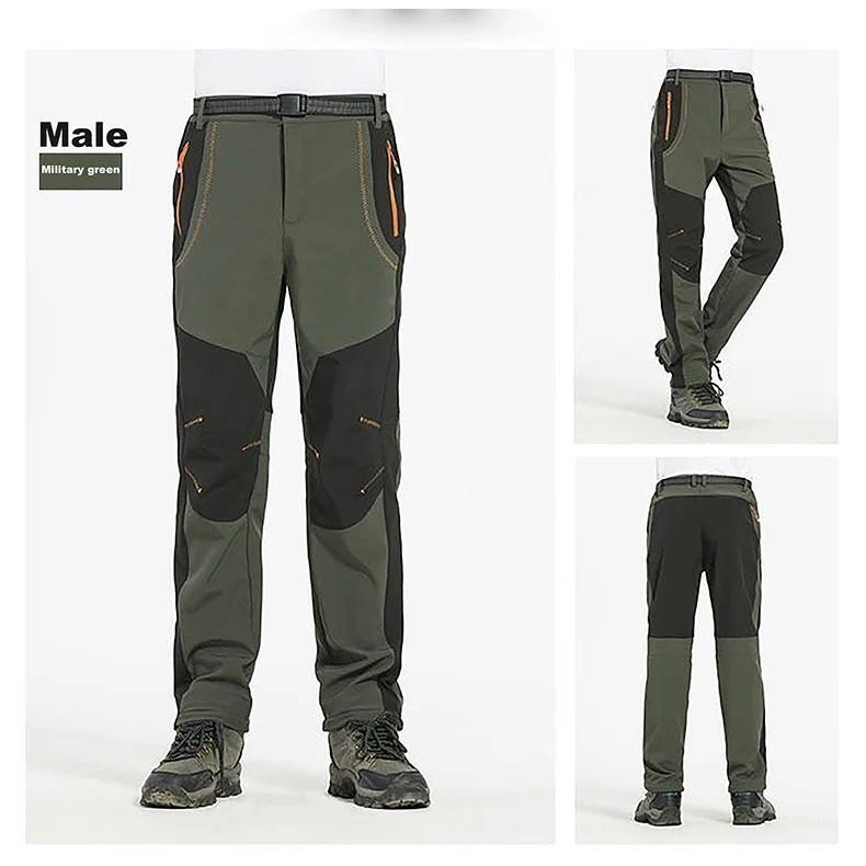 Calças De Caminhada De Lã Quente Grossa Dos Homens Inverno À Prova Dwaterproof Água Casca Macia Chuva Trekking Acampamen