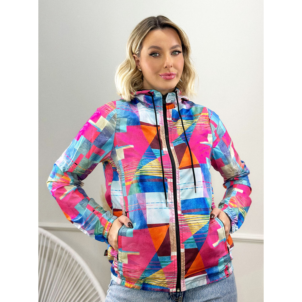 Jaqueta Corta Vento Feminina Estampada Casual Esporte Lazer