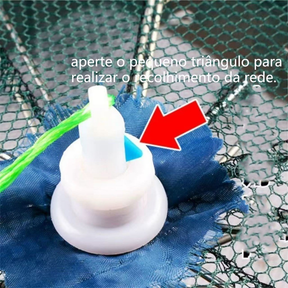 KIT 4 Armadilha de Pesca com 6 Entradas - Rede Retrátil 90x90 para Isca Viva, Camarões, Lambaris e Peixes Pequenos
