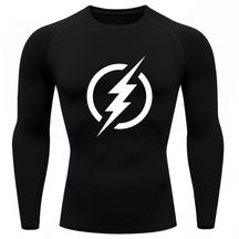 Camiseta Compressão Segunda Pele Herói Raio Flash Camisa Manga Longa Proteção UV