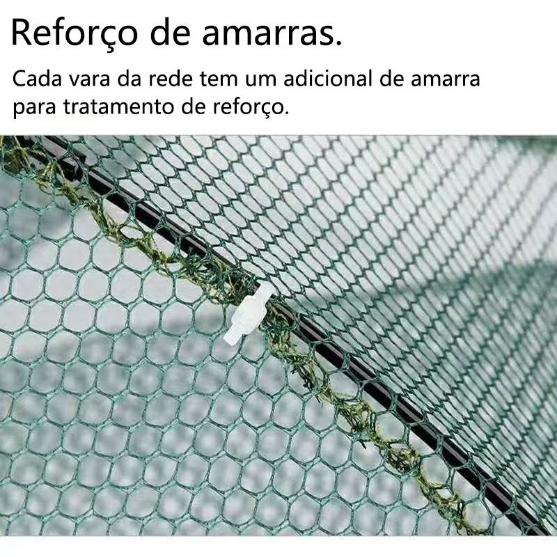 KIT 4 Armadilha de Pesca com 6 Entradas - Rede Retrátil 90x90 para Isca Viva, Camarões, Lambaris e Peixes Pequenos