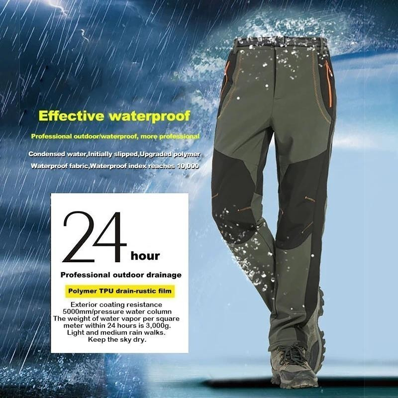 Calças De Caminhada De Lã Quente Grossa Dos Homens Inverno À Prova Dwaterproof Água Casca Macia Chuva Trekking Acampamen