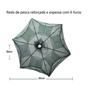 KIT 4 Armadilha de Pesca com 6 Entradas - Rede Retrátil 90x90 para Isca Viva, Camarões, Lambaris e Peixes Pequenos