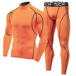 Conjunto de roupa interior térmica masculina outono inverno esportes estiramento algodão térmico à prova de frio roupas