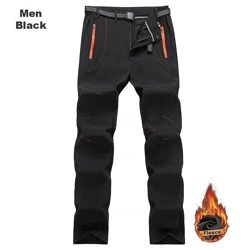 Calças De Caminhada De Lã Quente Grossa Dos Homens Inverno À Prova Dwaterproof Água Casca Macia Chuva Trekking Acampamen