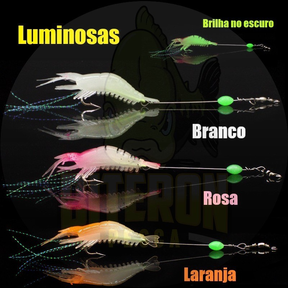 Isca artificial camarão com anzol Tucunaré Robalo Corvina