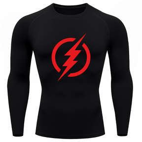 Camiseta Compressão Segunda Pele Herói Raio Flash Camisa Manga Longa Proteção UV