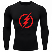Camiseta Compressão Segunda Pele Herói Raio Flash Camisa Manga Longa Proteção UV