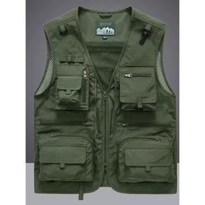 Com tamanho grande Multi-bolso colete masculino ao ar livre colete de meia-idade idosos verão outono pesca solto de seca