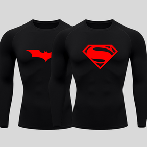 Kit 2 Camisetas Compressão Manga Longa Heróis Batman e Homem Aranha Camisa Proteção UV Masculina