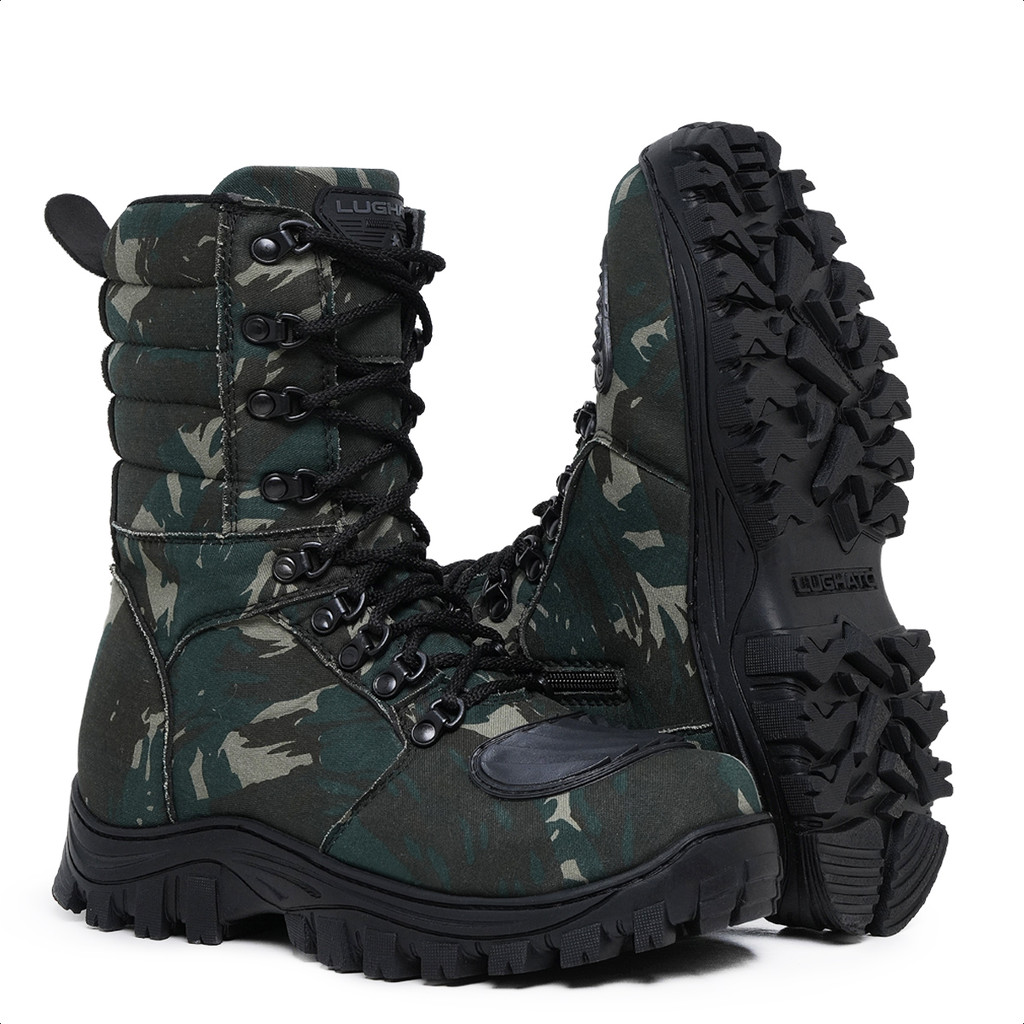 Bota camuflada caça e pesca lançamento militar