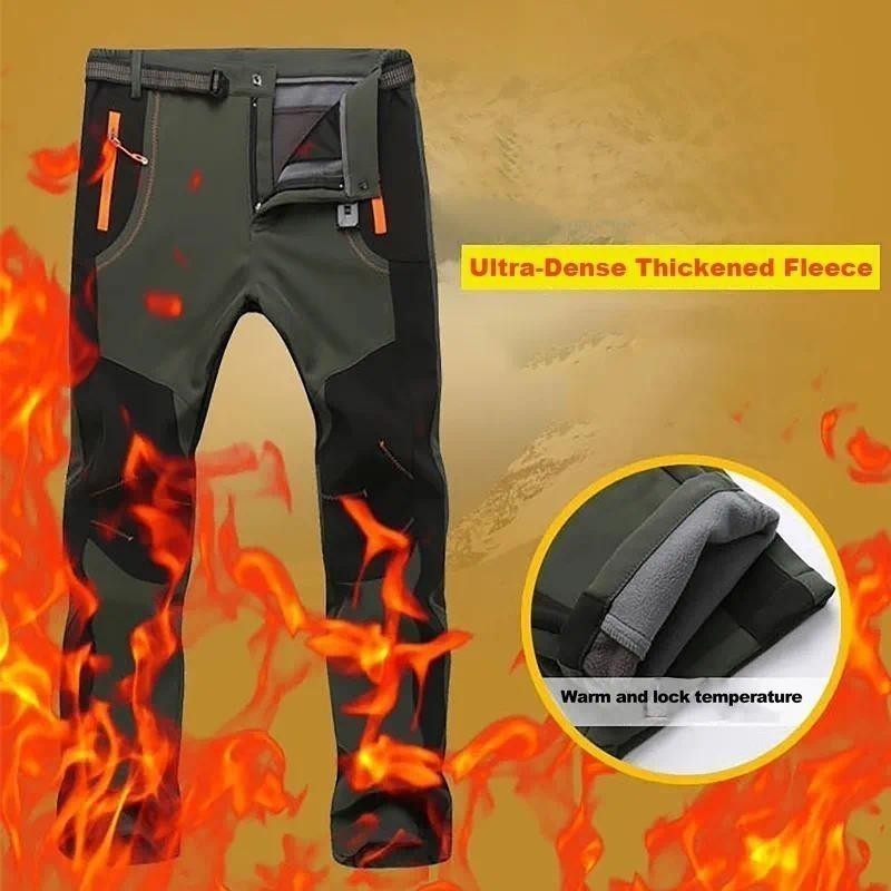 Calças De Caminhada De Lã Quente Grossa Dos Homens Inverno À Prova Dwaterproof Água Casca Macia Chuva Trekking Acampamen