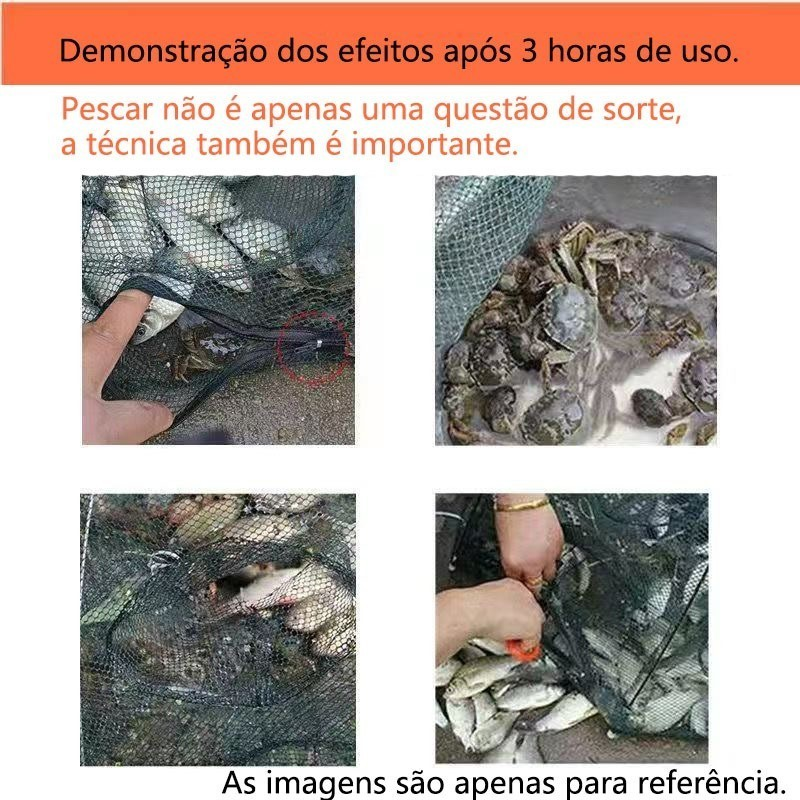 KIT 4 Armadilha de Pesca com 6 Entradas - Rede Retrátil 90x90 para Isca Viva, Camarões, Lambaris e Peixes Pequenos