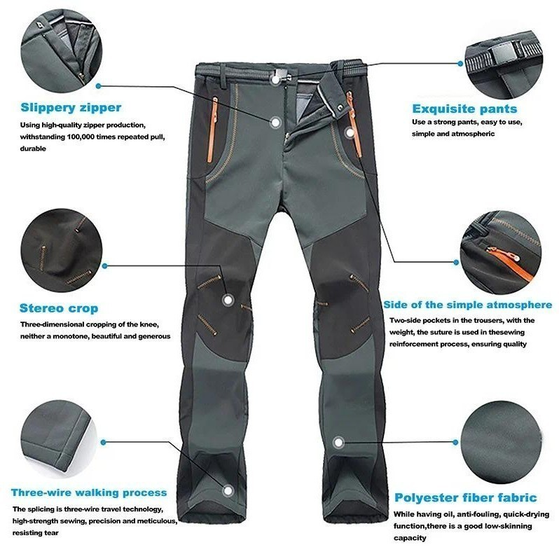 Calças De Caminhada De Lã Quente Grossa Dos Homens Inverno À Prova Dwaterproof Água Casca Macia Chuva Trekking Acampamen