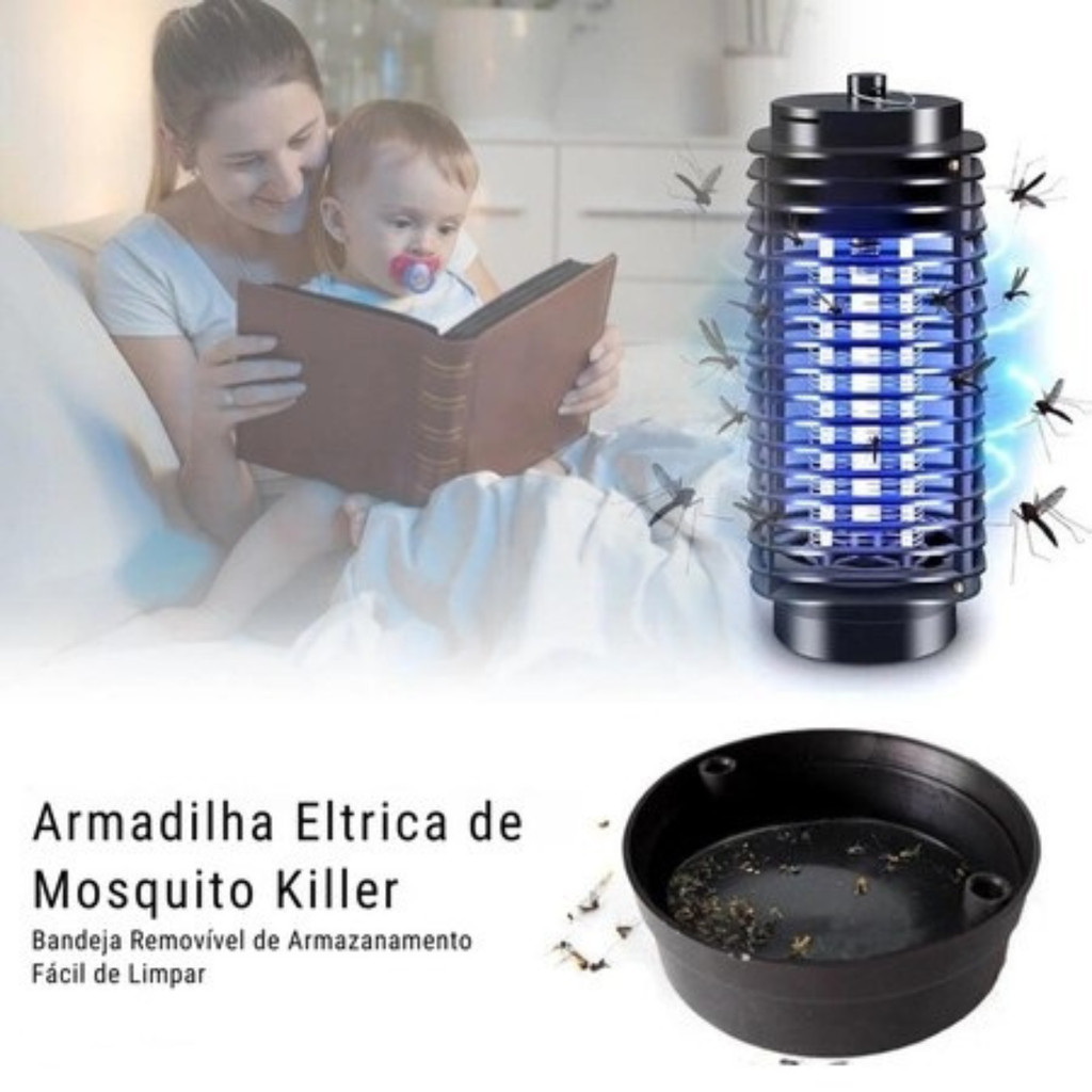 Luz LED Abajur Mata Insetos Bivolt - Armadilha Elétrica Segura e Ecológica para seu Ambiente